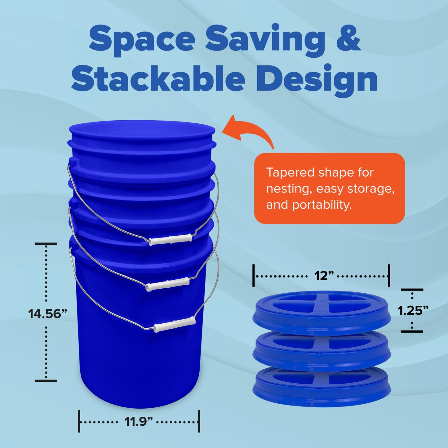 ePackageSupply Premium 5 Gallon Food Grade Plastic Pail with Gamma Seal Lid | Made in USA | BPA-Free | Heavy-Duty 90 Mil | Airtight Stackable Container, 6 Count