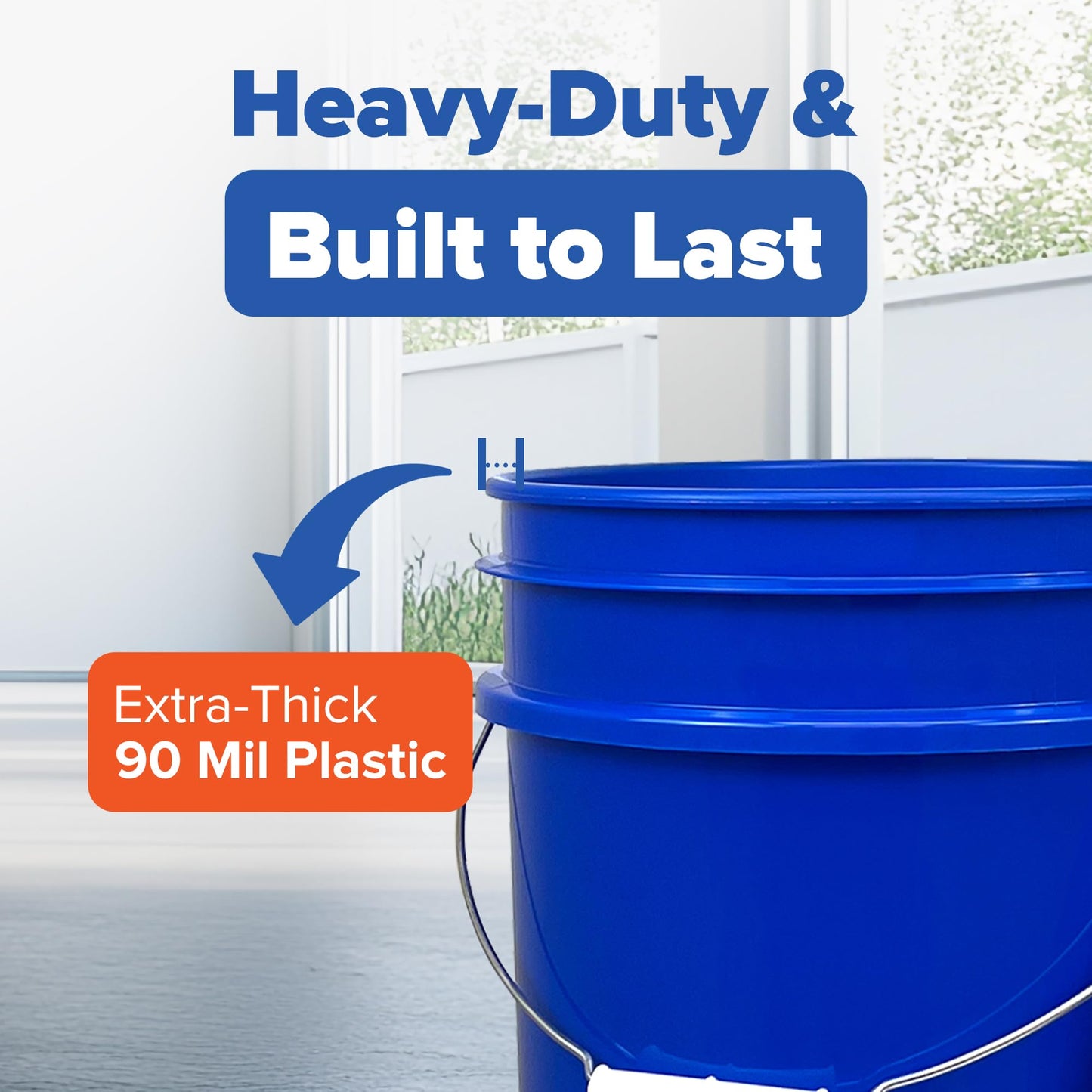 ePackageSupply Premium 5 Gallon Food Grade Plastic Pail with Gamma Seal Lid | Made in USA | BPA-Free | Heavy-Duty 90 Mil | Airtight Stackable Container, 6 Count