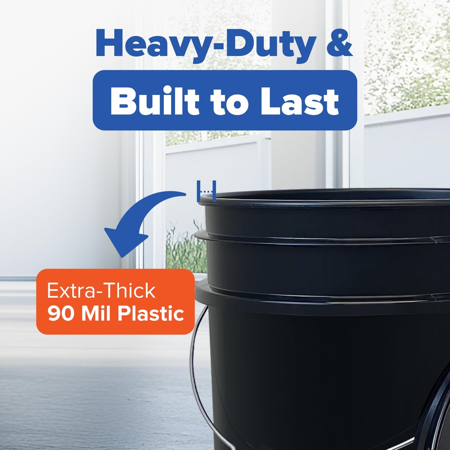 ePackageSupply Premium 5 Gallon Food Grade Plastic Pail with Gamma Seal Lid | Made in USA | BPA-Free | Heavy-Duty 90 Mil | Airtight Stackable Container, 6 Count