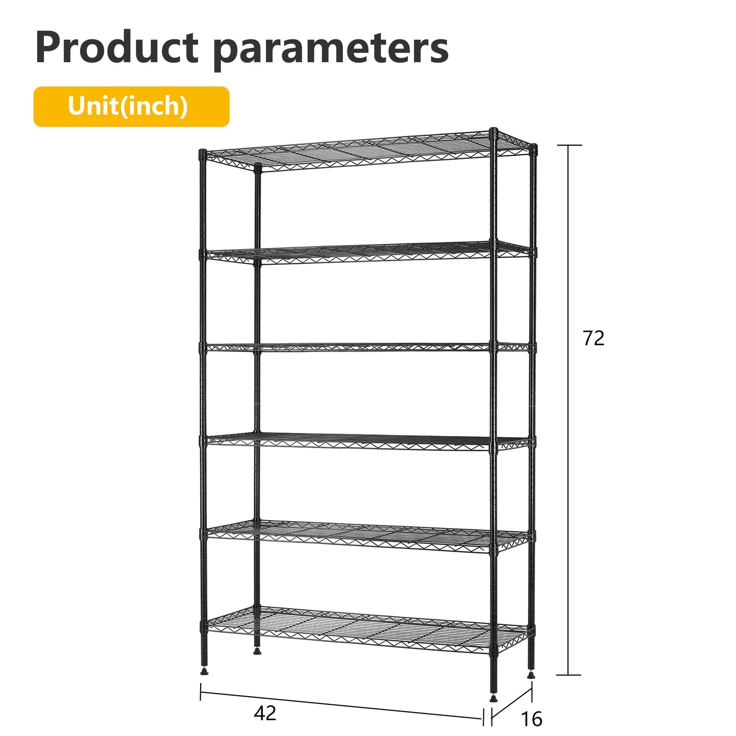 BestOffice | 4-Tier Wire Storage Shelves | 36x14x54 | Black | with Adjustable Racks | Heavy-Duty Metal Shelf, Holds Upto 1000 lbs | No-Tool Assembly | Ideal for Home & Garage Shelving