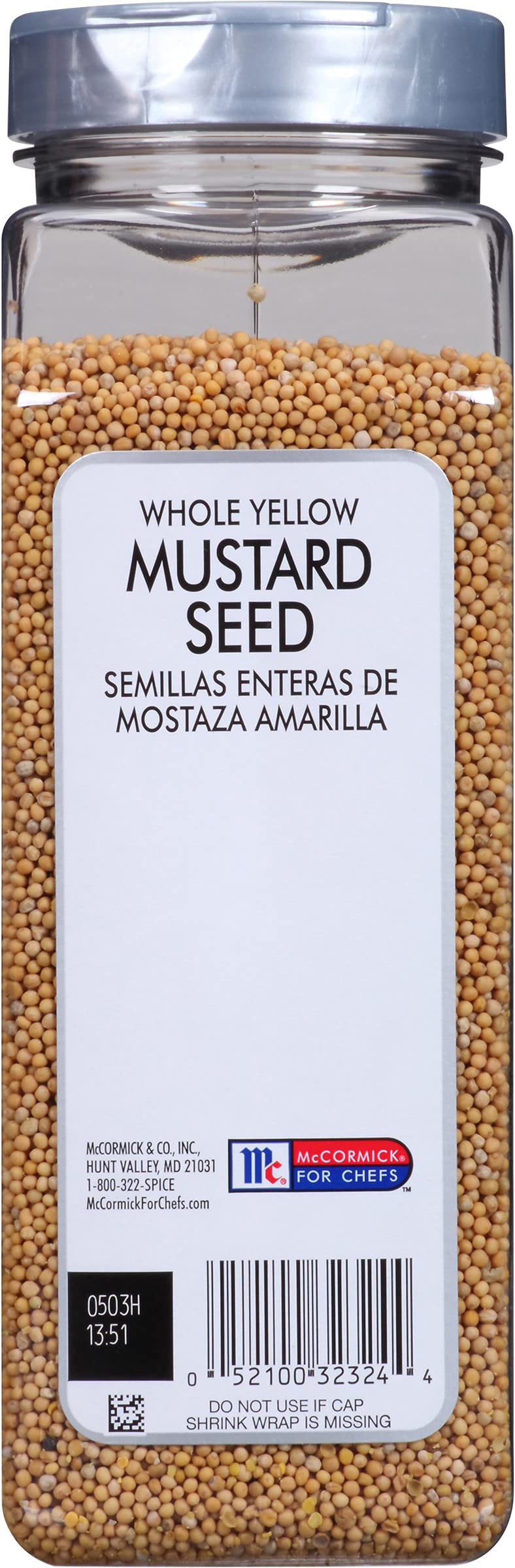 McCormick Culinary Whole Yellow Mustard Seed, 22 oz - One 22 Ounce Container of Yellow Mustard Seeds, Perfect for Pickling, House-Made Rubs and Dips