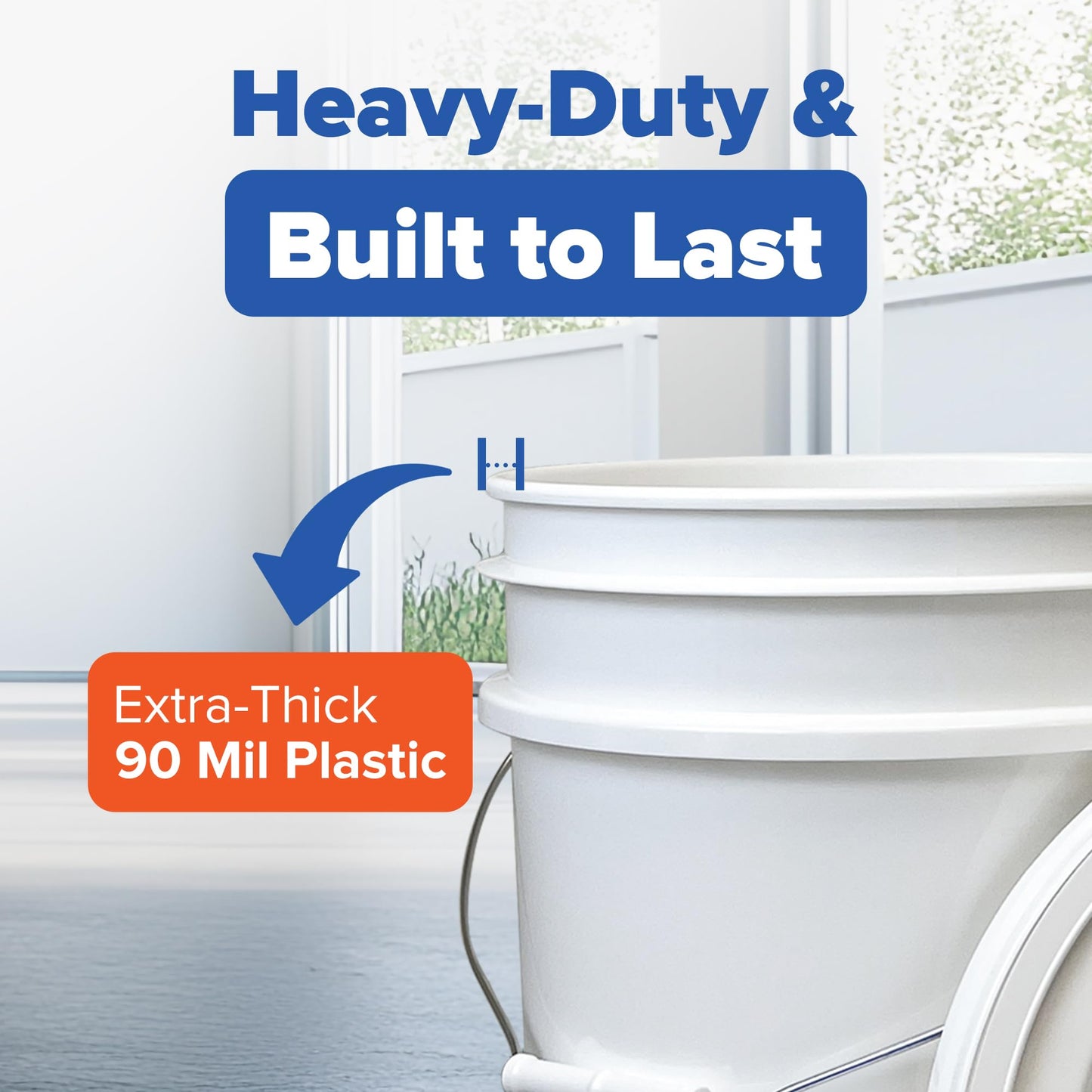 ePackageSupply Premium 5 Gallon Food Grade Plastic Pail with Gamma Seal Lid | Made in USA | BPA-Free | Heavy-Duty 90 Mil | Airtight Stackable Container, 6 Count