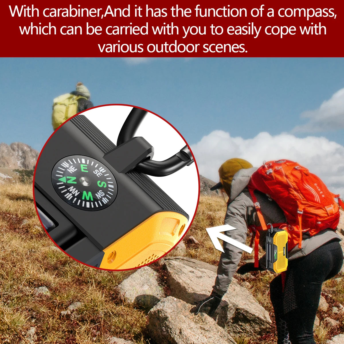 ABBREE Waterproof Emergency Radio Auto Scan AM/FM Charge by Solar Power Hand Crank USB Charger Power Bank for Cellphone