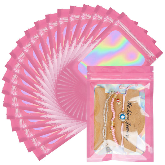 200 Pack 5x8 Mylar Bags with Window Stand Up Bgas 7.5mil Thick for Food Storage and Resealable for Small Business Packaging Bag