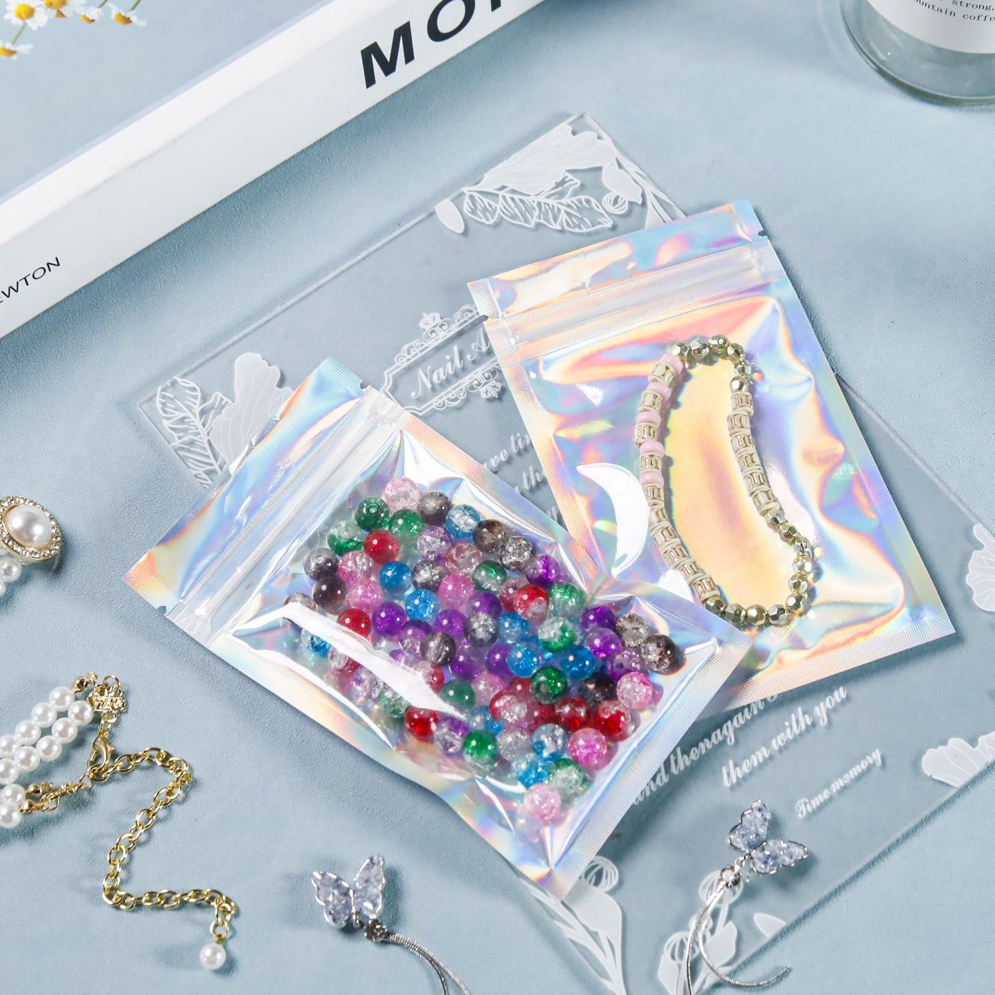 200 Pack 5x8 Mylar Bags with Window Stand Up Bgas 7.5mil Thick for Food Storage and Resealable for Small Business Packaging Bag