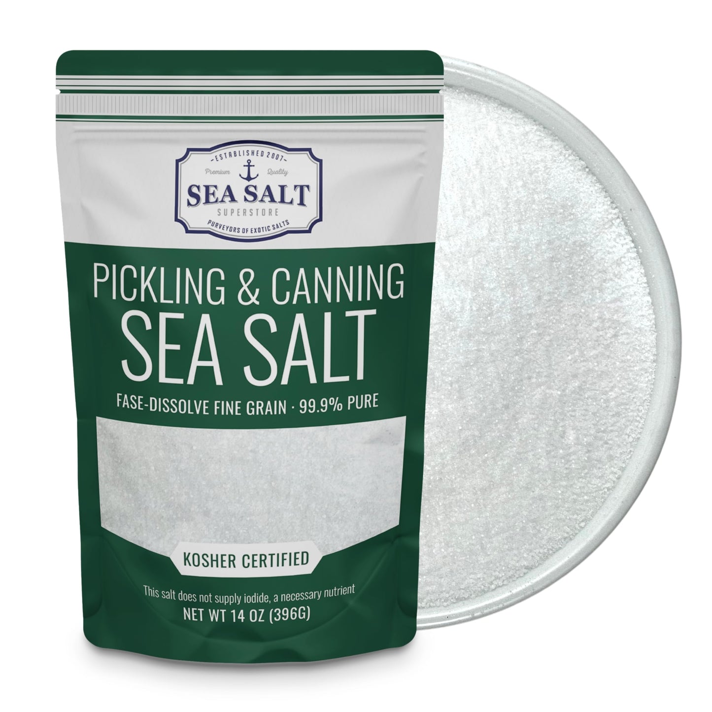 Pickling & Canning Pickling & Curing Salt for Natural Preserving, Fine Kosher Salt for Brining, 14 oz Bag Non Iodized