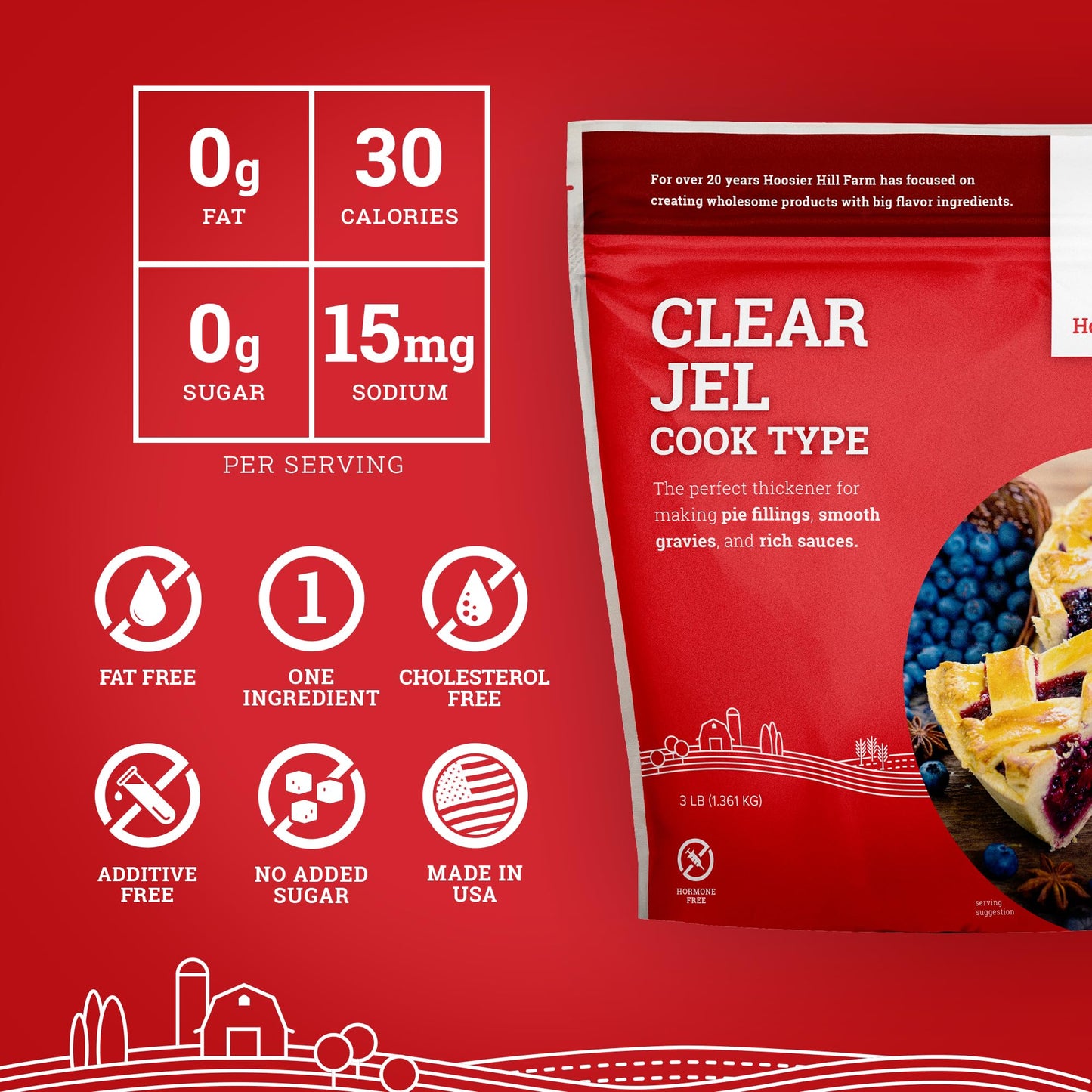 Hoosier Hill Farm Clear Jel Thickener (Cook-Type), 3LB (Pack of 1)