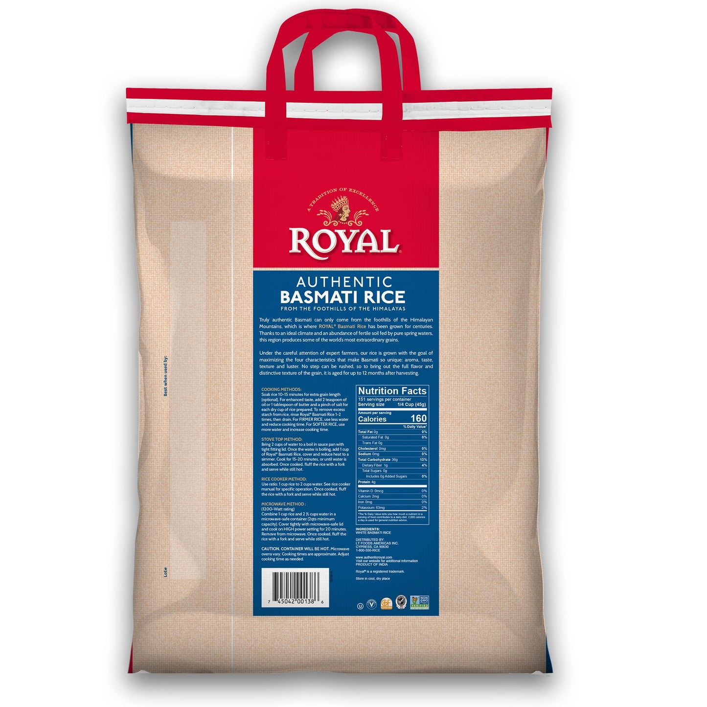 Royal - Naturally Aged Authentic Long Grain Indian White Basmati Rice - 15 lbs