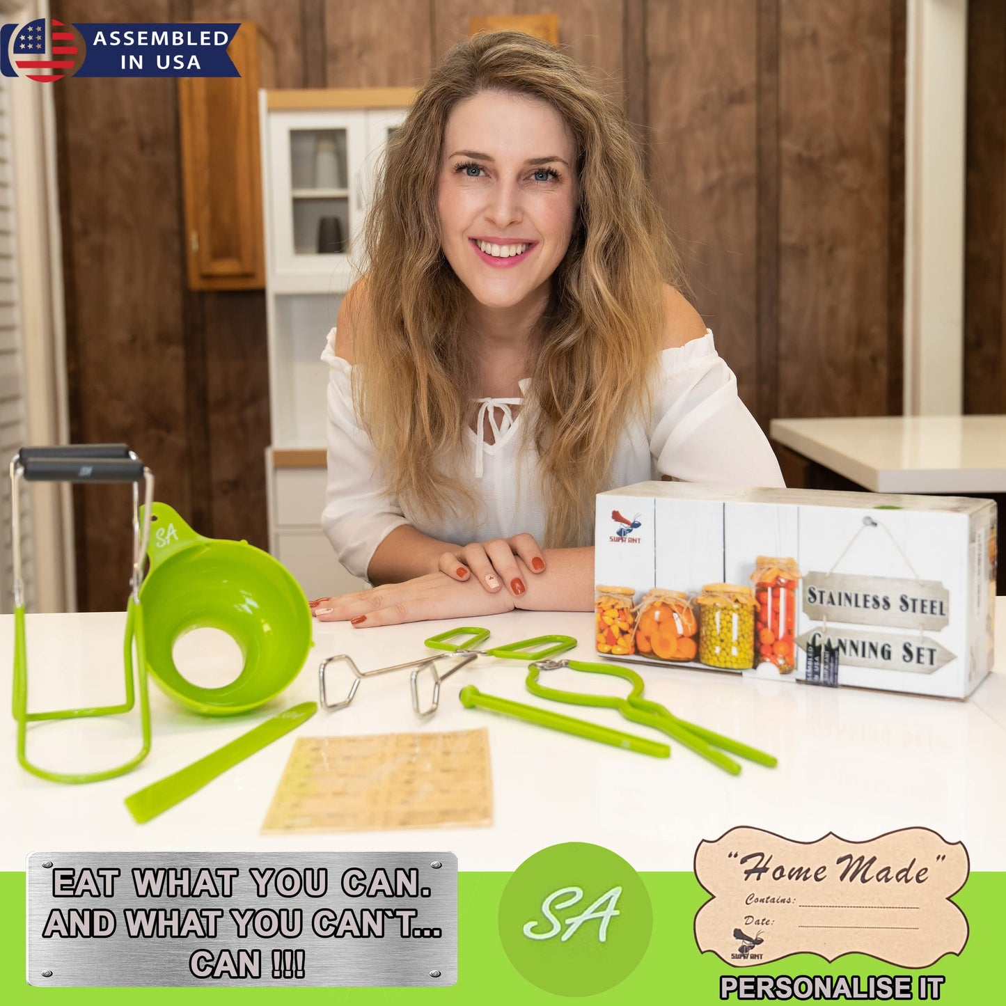 Supa Ant Canning Supplies - Water Bath Canning Pot with Rack & Lid - Starter Kits Set for Beginners - Stainless Steel Water Bath Canner Kit & Rack - Rack, XL Ladle, Measuring Cups, Kitchen Funnel