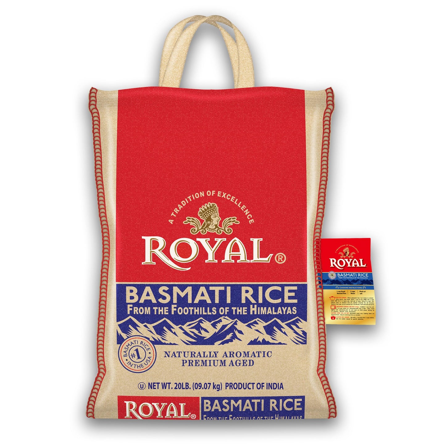 Royal - Naturally Aged Authentic Long Grain Indian White Basmati Rice - 15 lbs