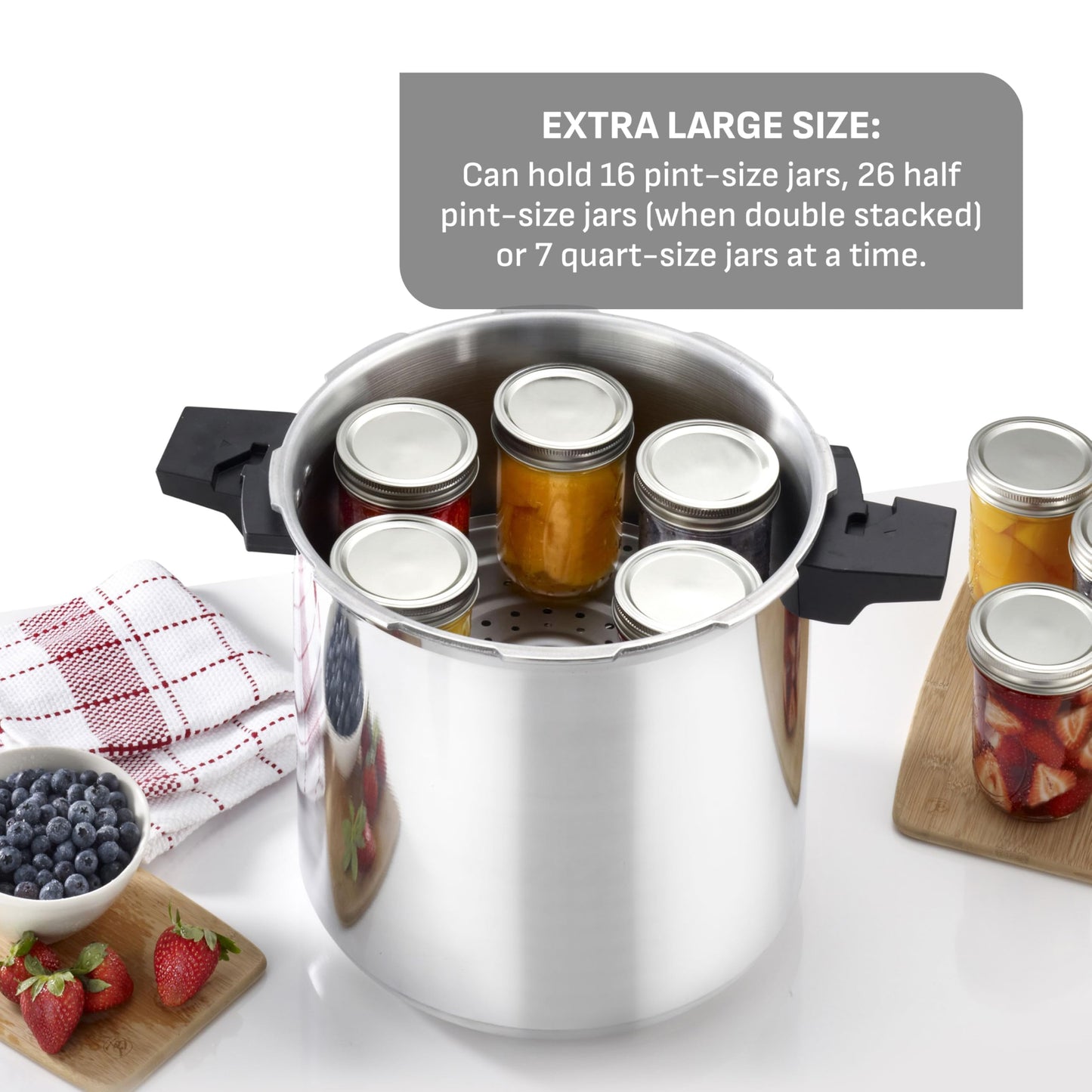 T-fal Pressure Cooker Aluminum Pressure Canner, 22 Quart, 3 PSI Settings, Cookware, Pots and Pans, Large Capacity, Cooling Racks, Recipe Booket, Canning Vegetables, Meats, Poultry, Seafood, Silver