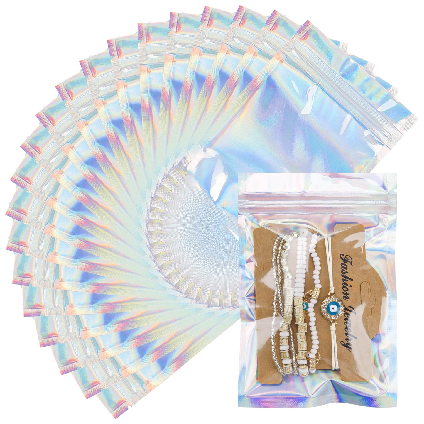 200 Pack 5x8 Mylar Bags with Window Stand Up Bgas 7.5mil Thick for Food Storage and Resealable for Small Business Packaging Bag