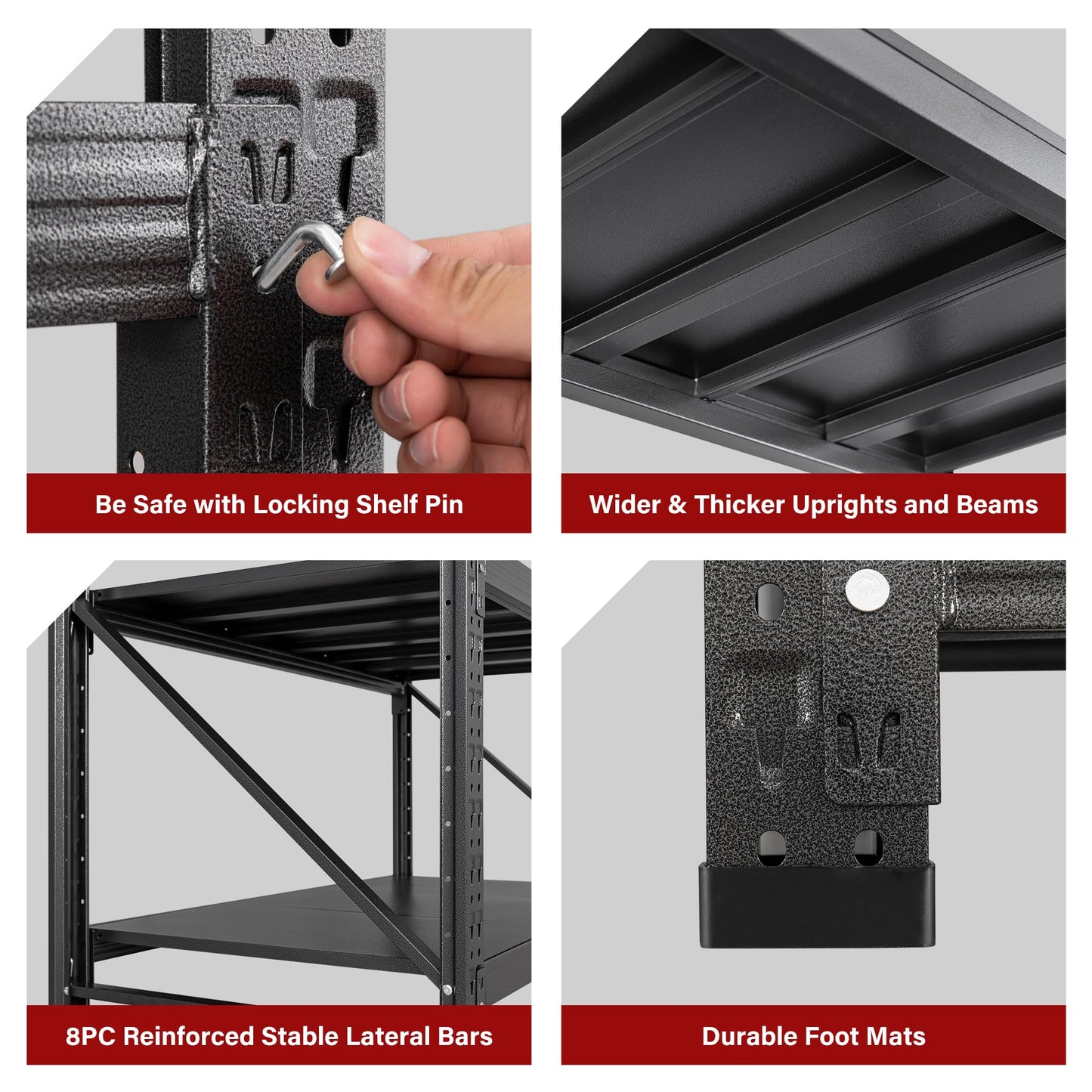 48" Wide Heavy Duty Garage Shelving Units,3000LBS 24 Deep Storage Shelves,Metal Garage Shelves,Large Storage Rack,Steel Shelf,Industrial Shelving for Shop,Warehouse,Basement,48" W x 24" D x 70" H
