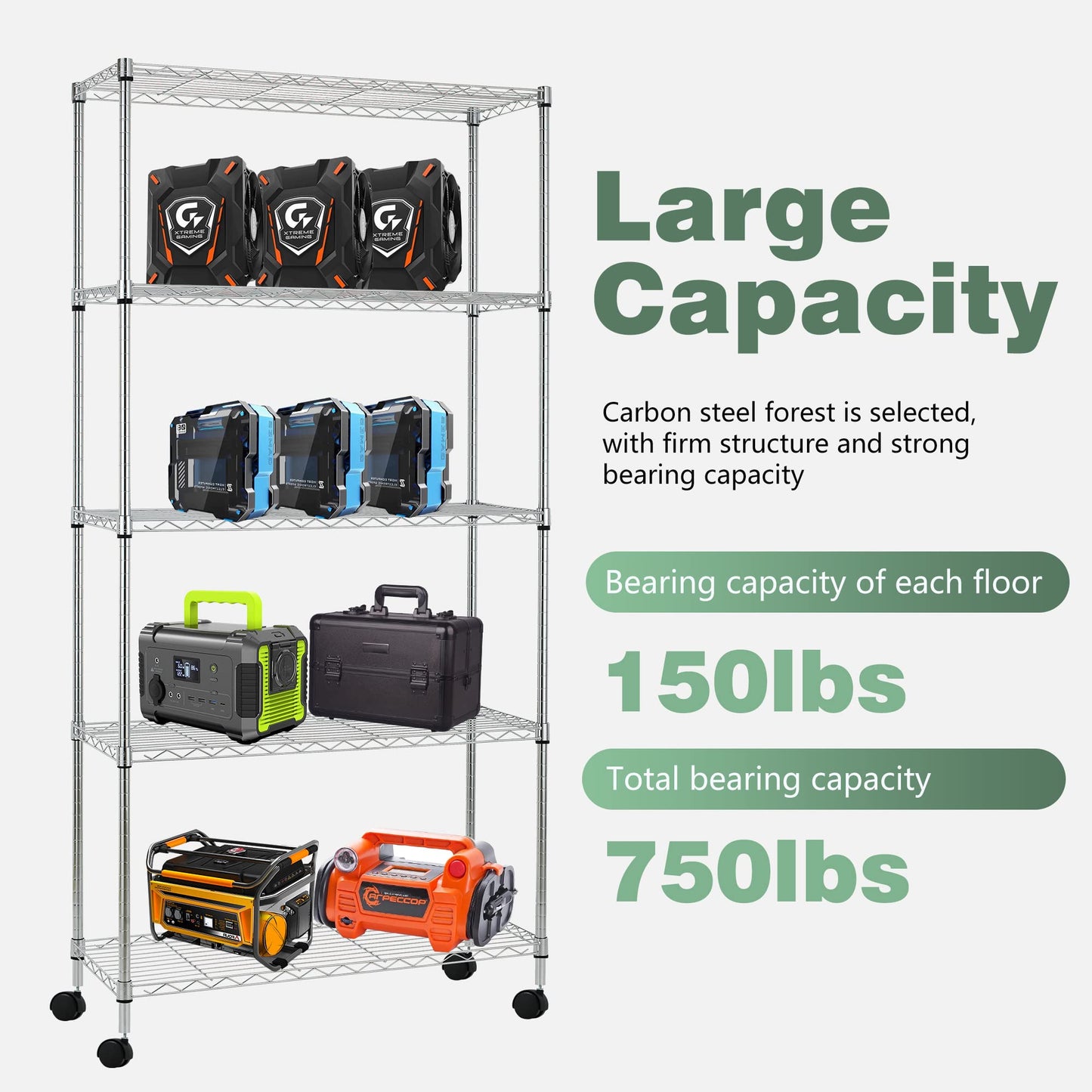 BestOffice | 4-Tier Wire Storage Shelves | 36x14x54 | Black | with Adjustable Racks | Heavy-Duty Metal Shelf, Holds Upto 1000 lbs | No-Tool Assembly | Ideal for Home & Garage Shelving