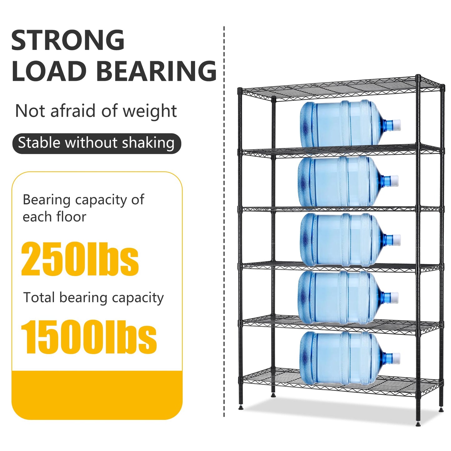 BestOffice | 4-Tier Wire Storage Shelves | 36x14x54 | Black | with Adjustable Racks | Heavy-Duty Metal Shelf, Holds Upto 1000 lbs | No-Tool Assembly | Ideal for Home & Garage Shelving