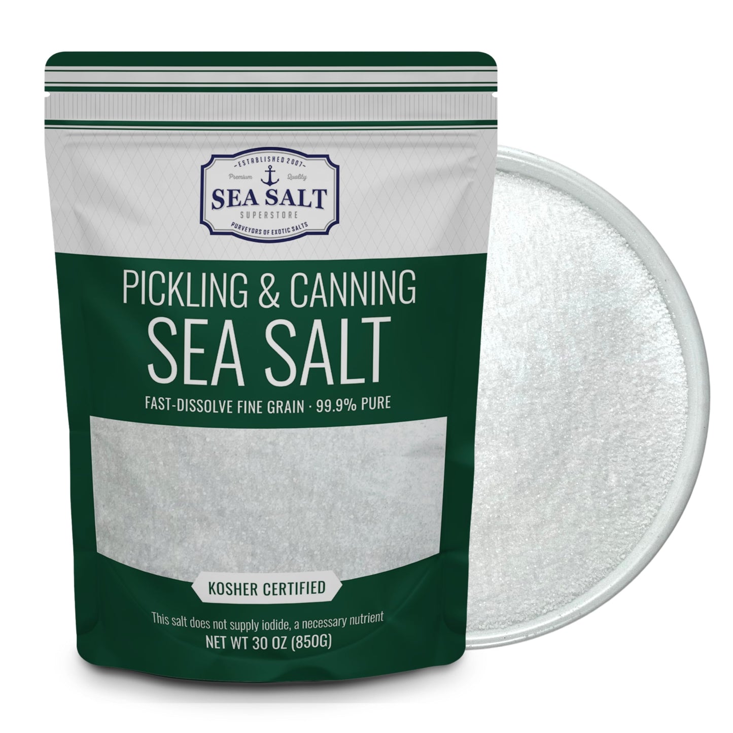 Pickling & Canning Pickling & Curing Salt for Natural Preserving, Fine Kosher Salt for Brining, 14 oz Bag Non Iodized