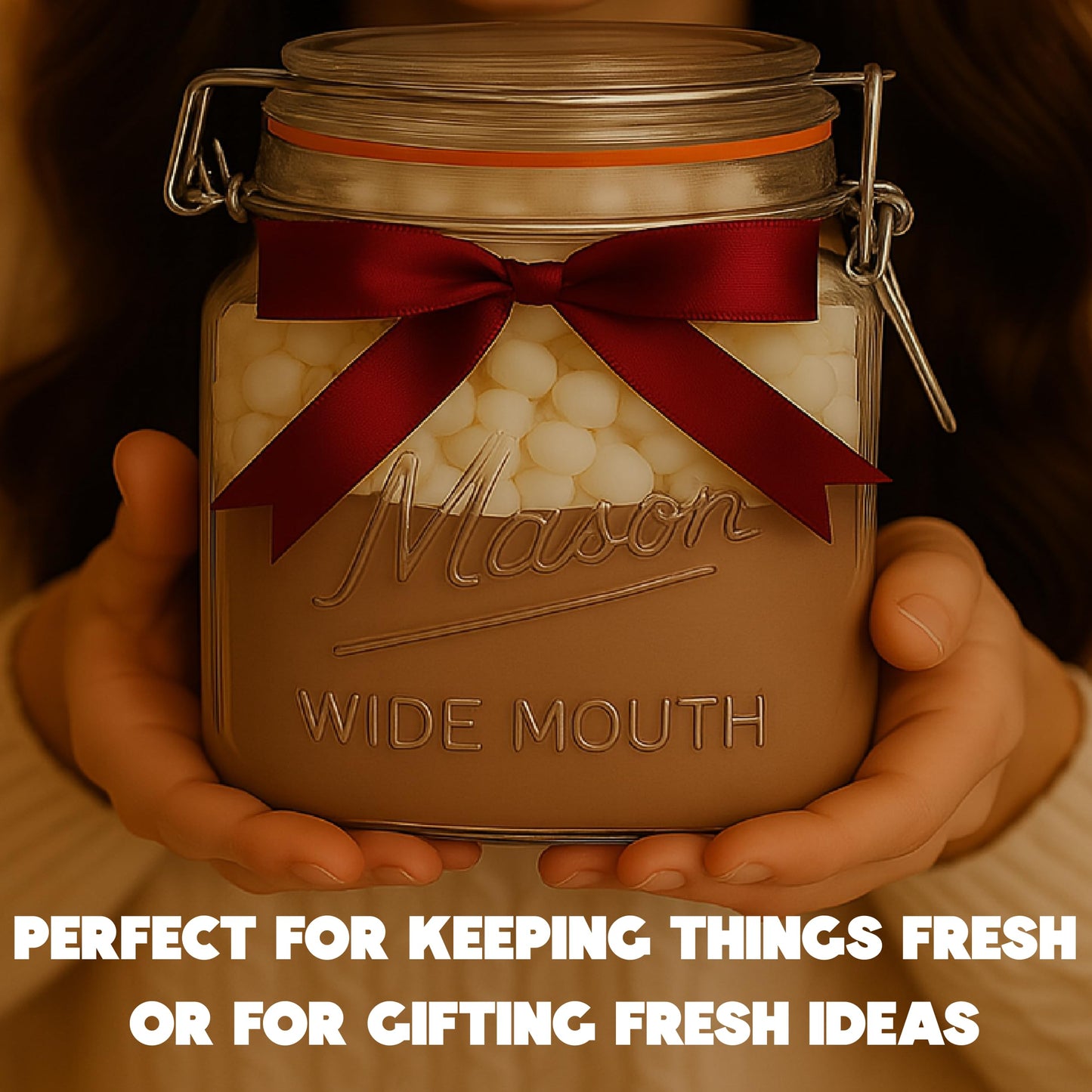 kitchentoolz 64 oz Mason Jars Wide Mouth with Airtight Lids – Set of 2 Half Gallon Glass Jar with Lid – Large Mason Jars with Lids for Kitchen Pantry, Storage, and Canning