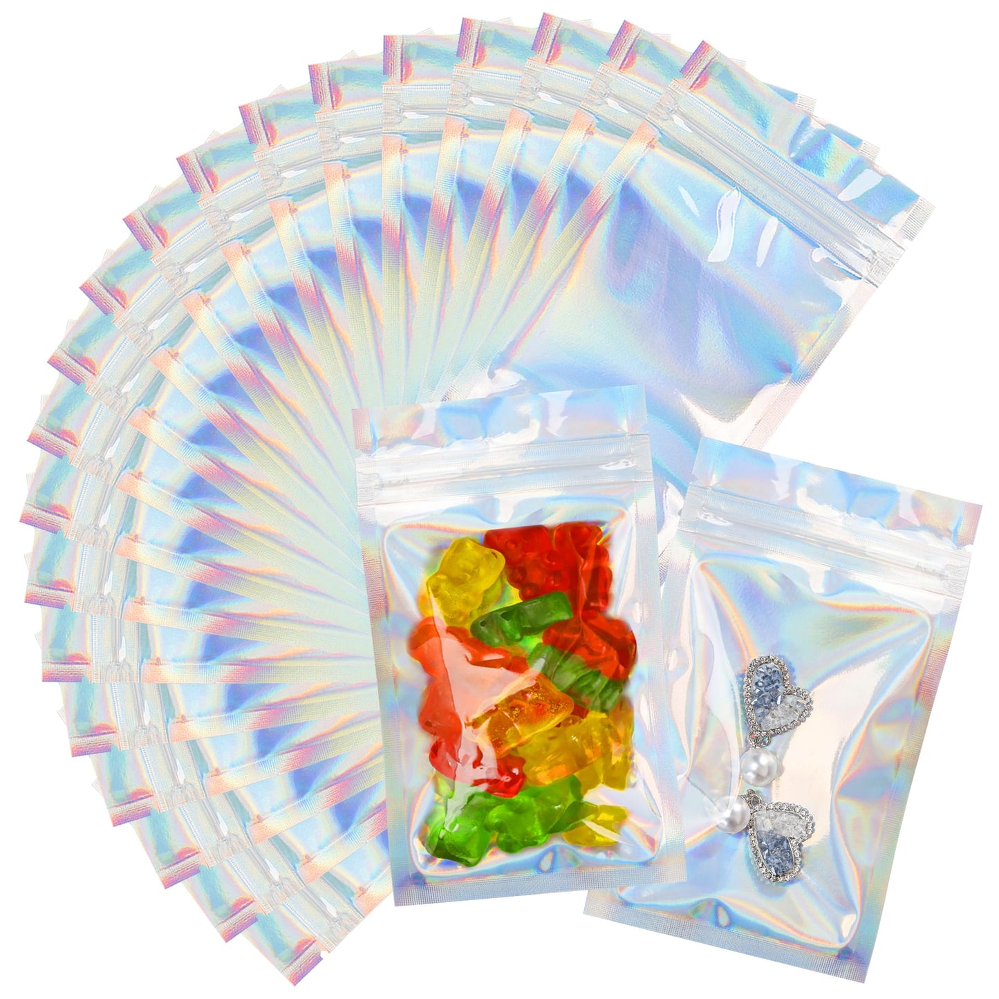 200 Pack 5x8 Mylar Bags with Window Stand Up Bgas 7.5mil Thick for Food Storage and Resealable for Small Business Packaging Bag
