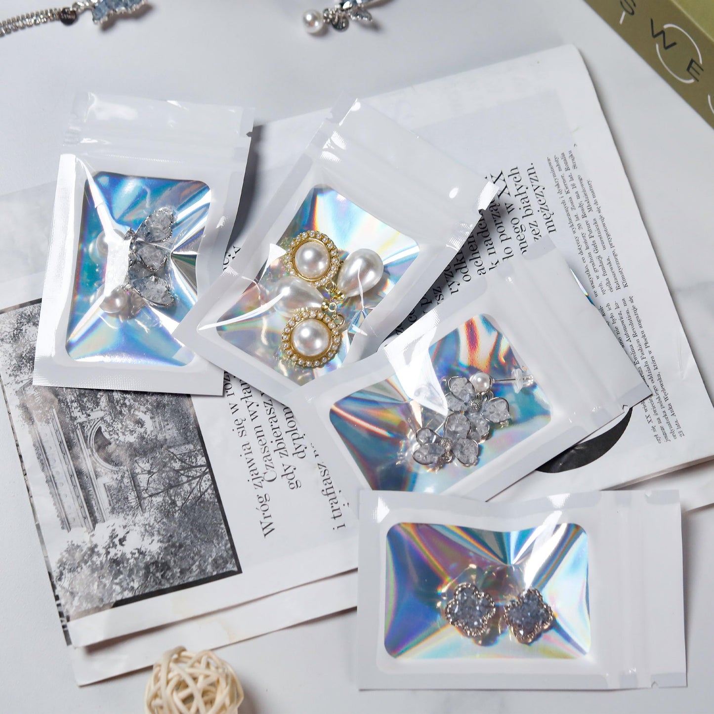 200 Pack 5x8 Mylar Bags with Window Stand Up Bgas 7.5mil Thick for Food Storage and Resealable for Small Business Packaging Bag