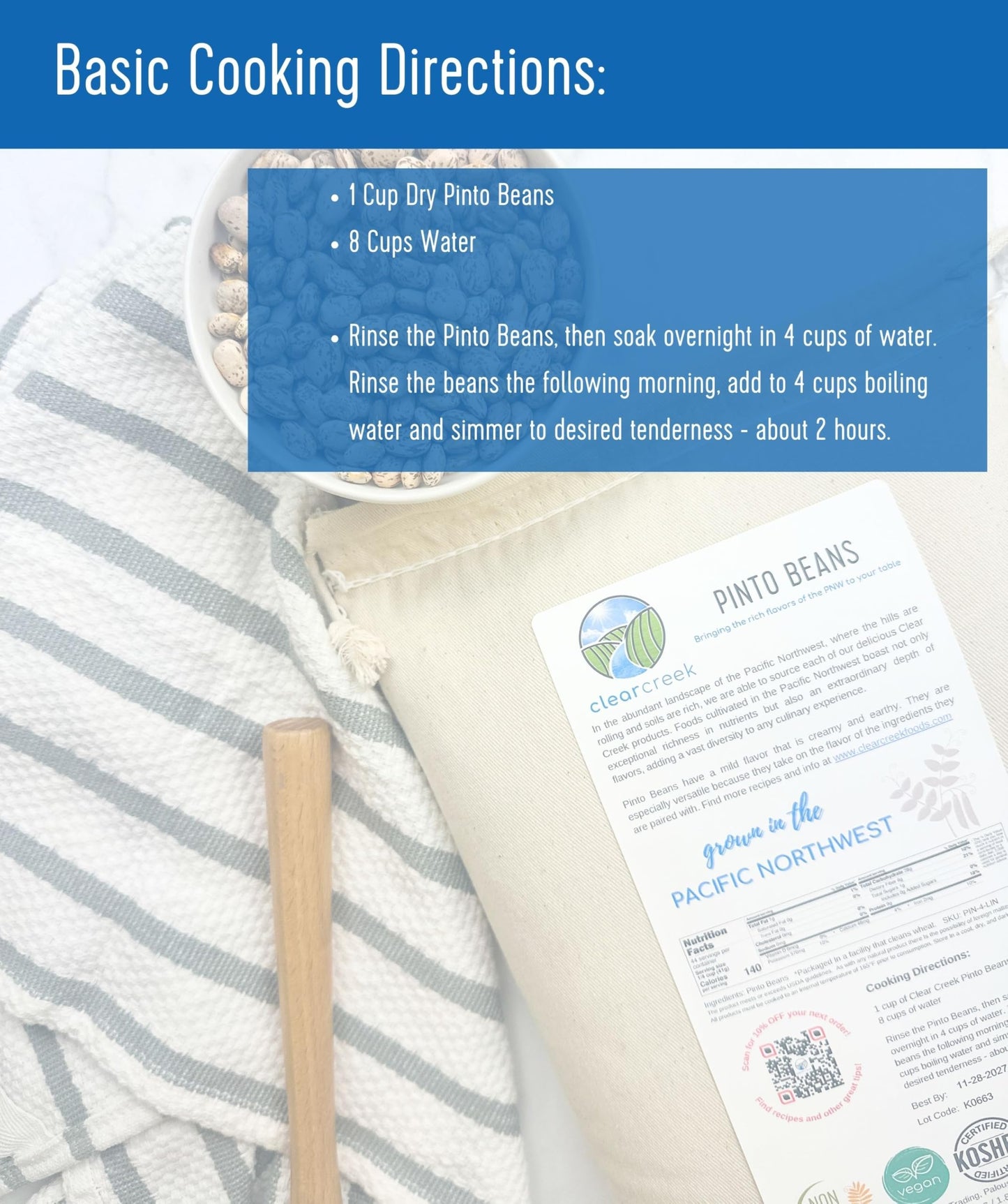 Palouse Brand Certified Glyphosate Residue Free Pinto Beans | 4 lbs | Non-GMO | Kosher