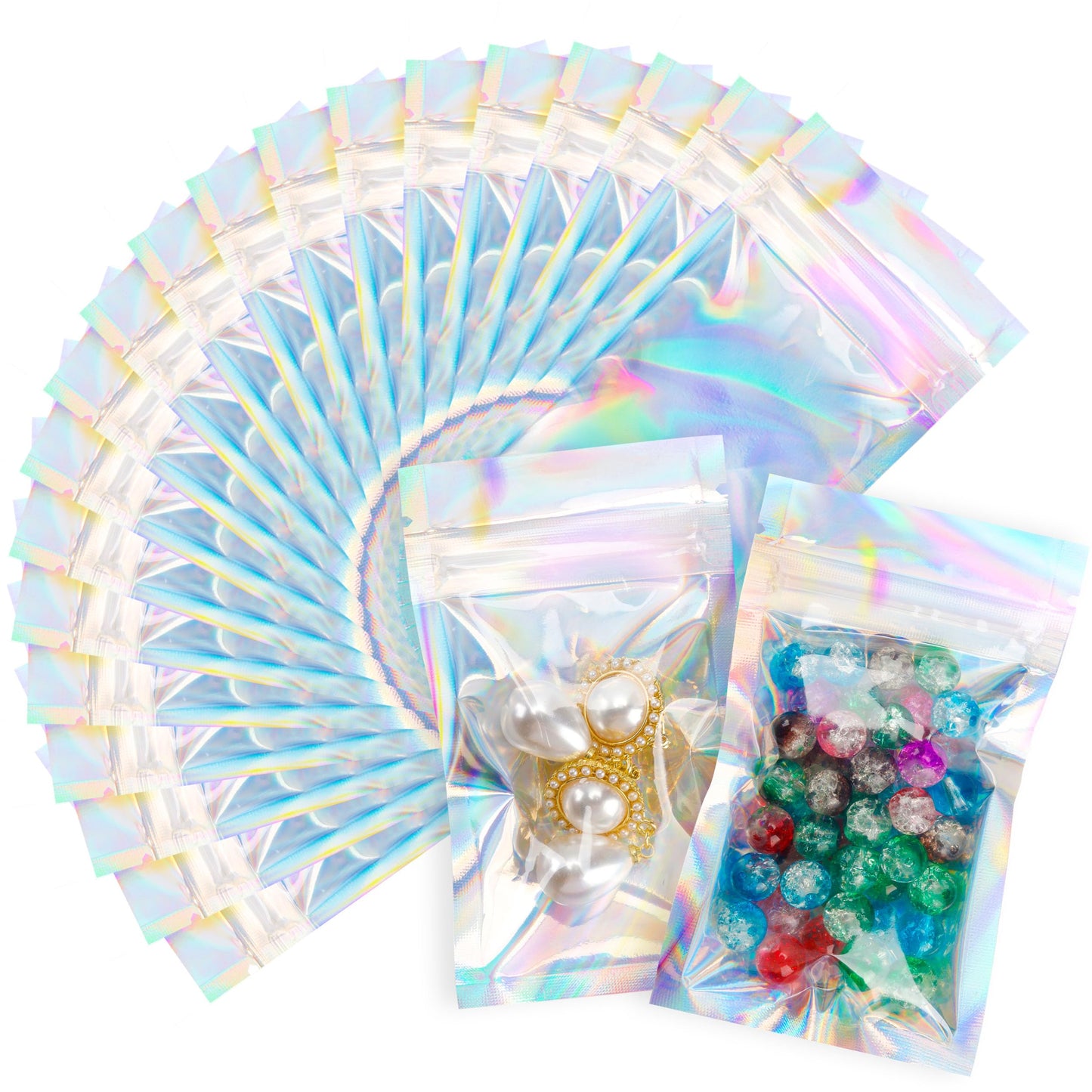 200 Pack 5x8 Mylar Bags with Window Stand Up Bgas 7.5mil Thick for Food Storage and Resealable for Small Business Packaging Bag