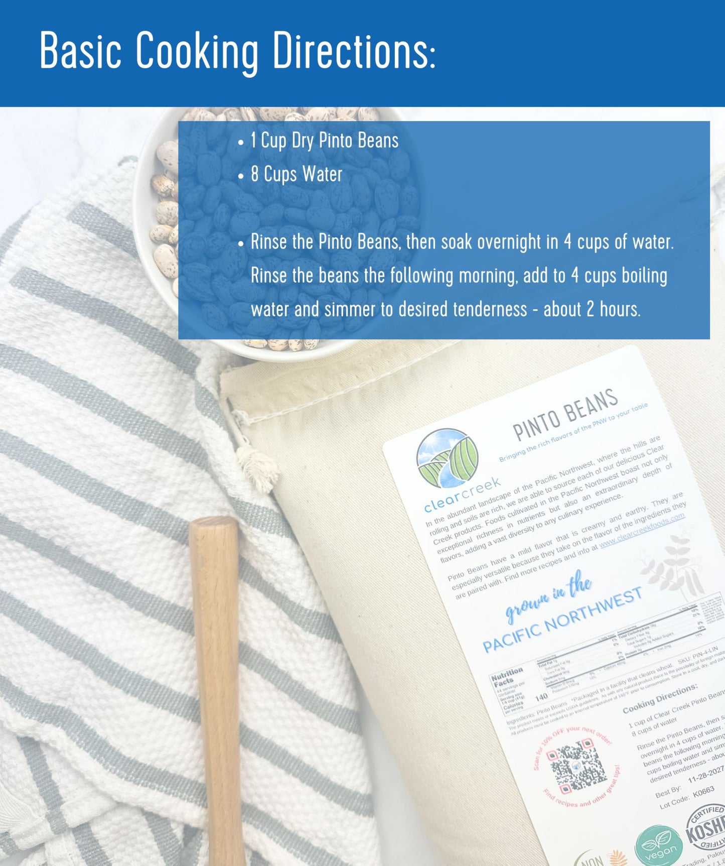 Palouse Brand Certified Glyphosate Residue Free Pinto Beans | 4 lbs | Non-GMO | Kosher