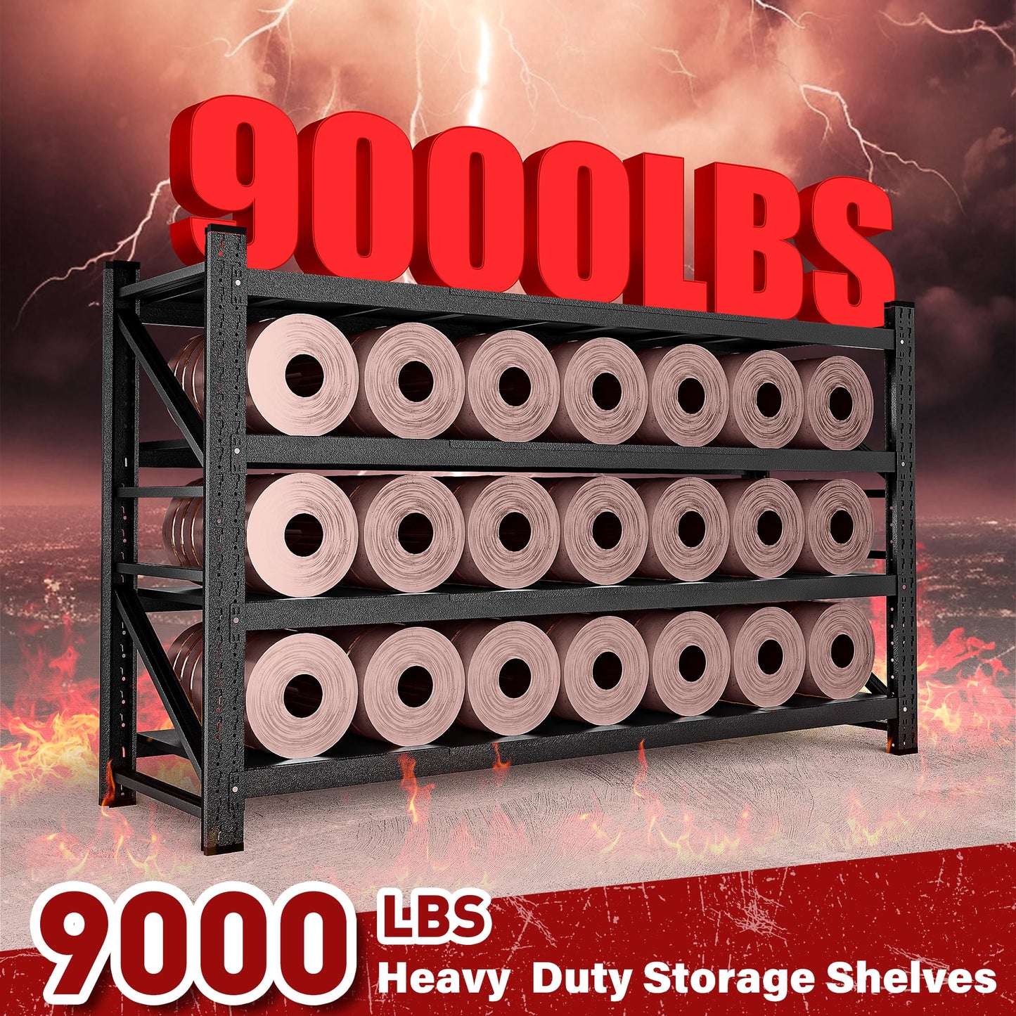 48" Wide Heavy Duty Garage Shelving Units,3000LBS 24 Deep Storage Shelves,Metal Garage Shelves,Large Storage Rack,Steel Shelf,Industrial Shelving for Shop,Warehouse,Basement,48" W x 24" D x 70" H