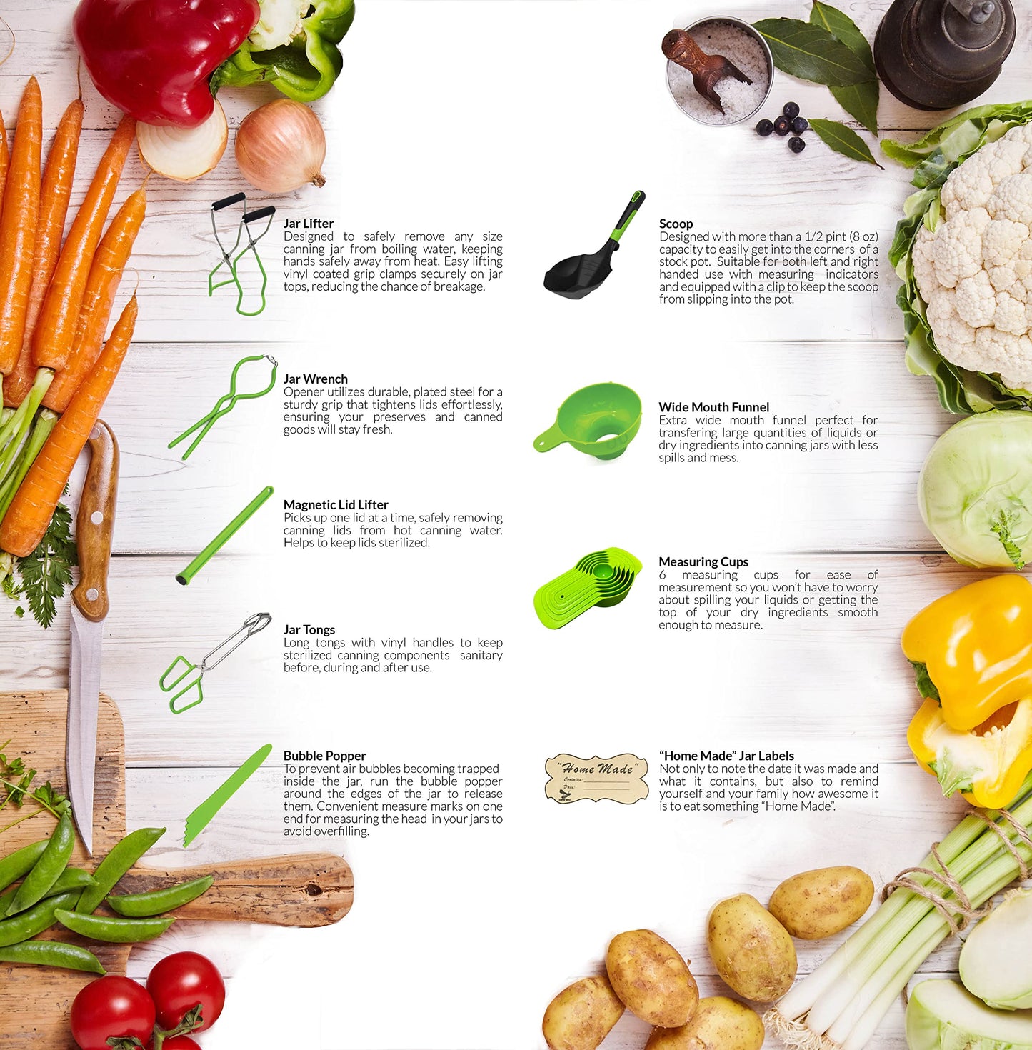 Supa Ant Canning Supplies - Water Bath Canning Pot with Rack & Lid - Starter Kits Set for Beginners - Stainless Steel Water Bath Canner Kit & Rack - Rack, XL Ladle, Measuring Cups, Kitchen Funnel