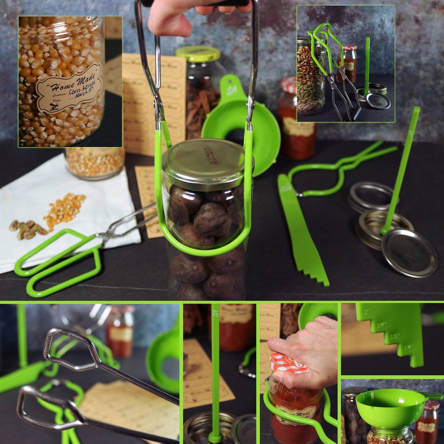 Supa Ant Canning Supplies - Water Bath Canning Pot with Rack & Lid - Starter Kits Set for Beginners - Stainless Steel Water Bath Canner Kit & Rack - Rack, XL Ladle, Measuring Cups, Kitchen Funnel