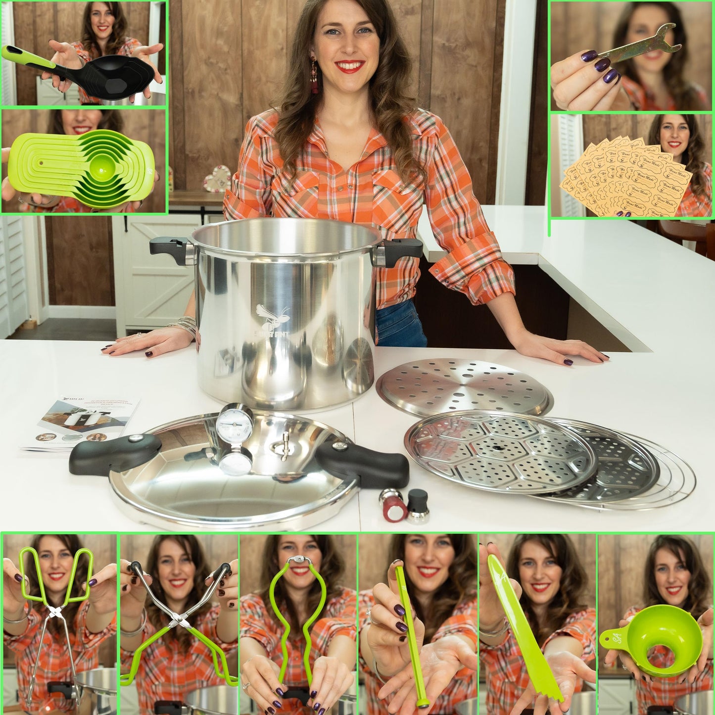 Supa Ant Canning Supplies - Water Bath Canning Pot with Rack & Lid - Starter Kits Set for Beginners - Stainless Steel Water Bath Canner Kit & Rack - Rack, XL Ladle, Measuring Cups, Kitchen Funnel