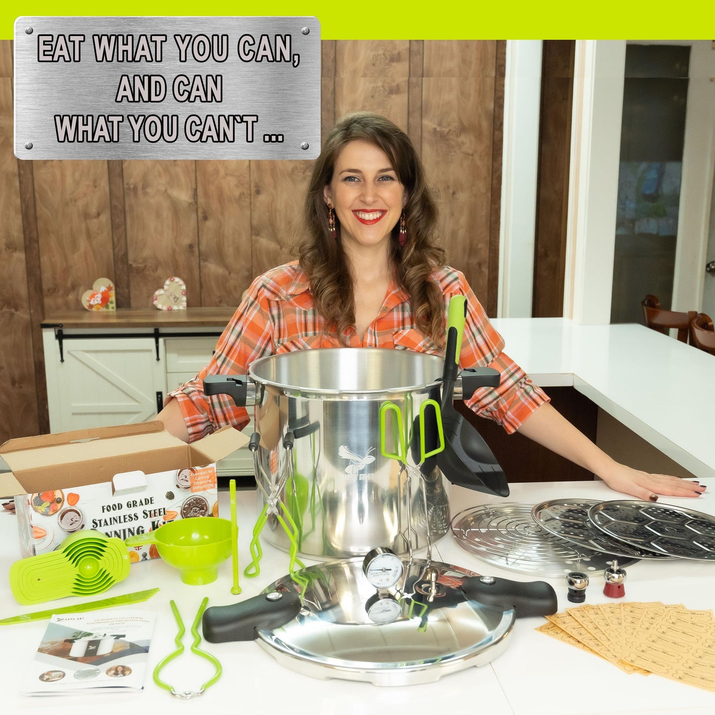 Supa Ant Canning Supplies - Water Bath Canning Pot with Rack & Lid - Starter Kits Set for Beginners - Stainless Steel Water Bath Canner Kit & Rack - Rack, XL Ladle, Measuring Cups, Kitchen Funnel