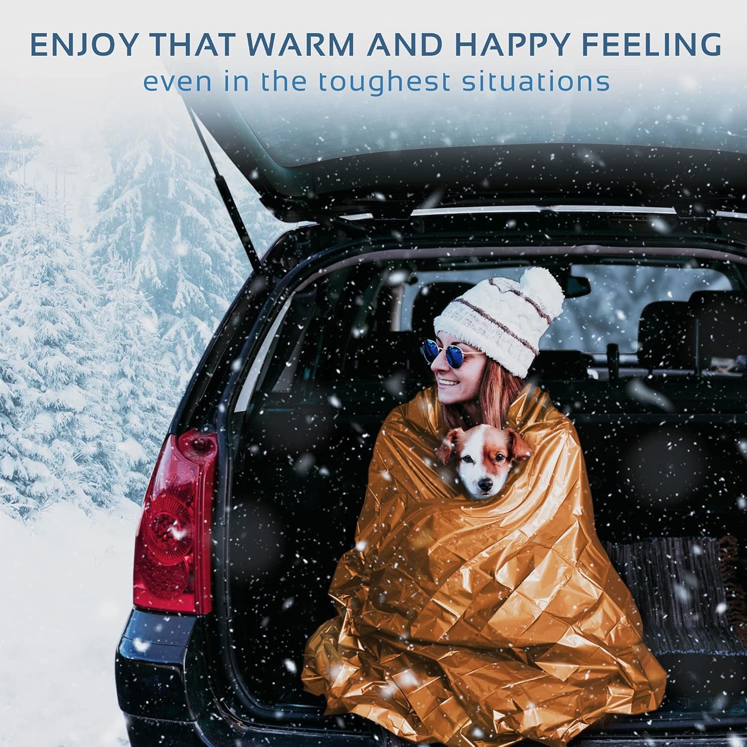 Emergency Blankets for Survival, 4 Pack of Gigantic Space Blanket. Comes with Four Extra-Large Mylar Blankets, Compass, and Zipper Bag. the Best Thermal Space Blankets (4, Orange, Extra Large)