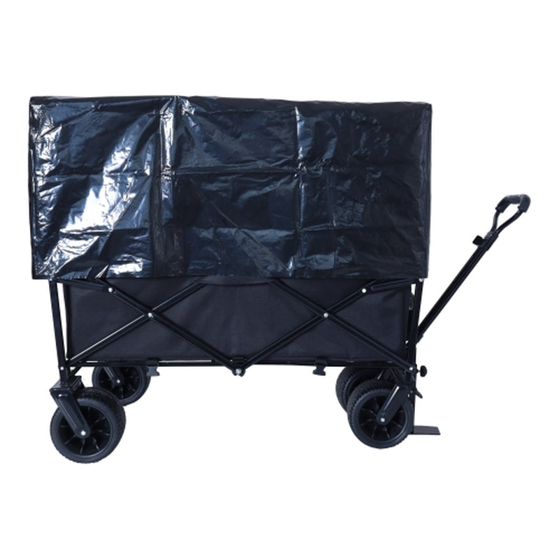 440Lbs Collapsible Foldable Wagon Cart with Strapping System ,Beach Wagon Utility Cart Utility Wagon Grocery Cart for Camping Shopping Sports Gardening Fishing Supports 3Pcs Plastic Liner Bag